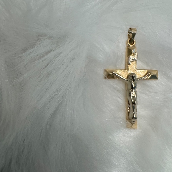 Gold crucifix cross pendant-14K - white-goldcrosses.com Elegant Gold and White Gold Cross Pendant 14K Jewelry Precious Catholic Christ